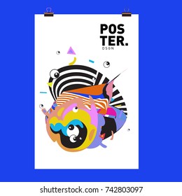 Abstract  Colorful Curvy Liquid Cover and Poster Design Template. Flat Line Shape and Pattern Layout Design Template.