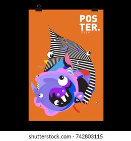 Abstract  Colorful Curvy Liquid Cover and Poster Design Template. Flat Line Shape and Pattern Layout Design Template.