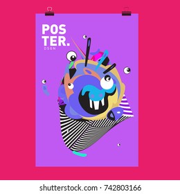Abstract  Colorful Curvy Liquid Cover and Poster Design Template. Flat Line Shape and Pattern Layout Design Template.