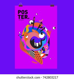 Abstract  Colorful Curvy Liquid Cover and Poster Design Template. Flat Line Shape and Pattern Layout Design Template.