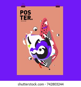 Abstract  Colorful Curvy Liquid Cover and Poster Design Template. Flat Line Shape and Pattern Layout Design Template.