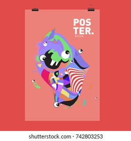 Abstract  Colorful Curvy Liquid Cover and Poster Design Template. Flat Line Shape and Pattern Layout Design Template.
