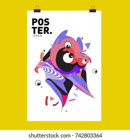 Abstract  Colorful Curvy Liquid Cover and Poster Design Template. Flat Line Shape and Pattern Layout Design Template.