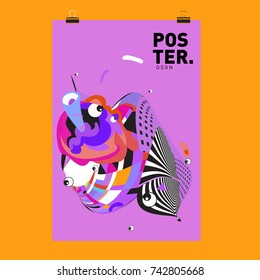 Abstract  Colorful Curvy Liquid Cover and Poster Design Template. Flat Line Shape and Pattern Layout Design Template.