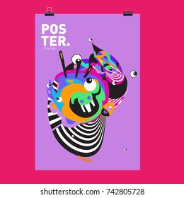 Abstract  Colorful Curvy Liquid Cover and Poster Design Template. Flat Line Shape and Pattern Layout Design Template.
