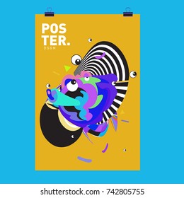 Abstract  Colorful Curvy Liquid Cover and Poster Design Template. Flat Line Shape and Pattern Layout Design Template.