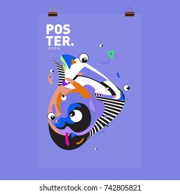 Abstract  Colorful Curvy Liquid Cover and Poster Design Template. Flat Line Shape and Pattern Layout Design Template.