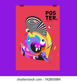 Abstract  Colorful Curvy Liquid Cover and Poster Design Template. Flat Line Shape and Pattern Layout Design Template.