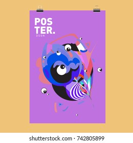 Abstract  Colorful Curvy Liquid Cover and Poster Design Template. Flat Line Shape and Pattern Layout Design Template.