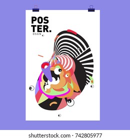 Abstract  Colorful Curvy Liquid Cover and Poster Design Template. Flat Line Shape and Pattern Layout Design Template.