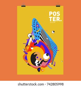 Abstract  Colorful Curvy Liquid Cover and Poster Design Template. Flat Line Shape and Pattern Layout Design Template.