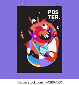 Abstract  Colorful Curvy Liquid Cover and Poster Design Template. Flat Line Shape and Pattern Layout Design Template.