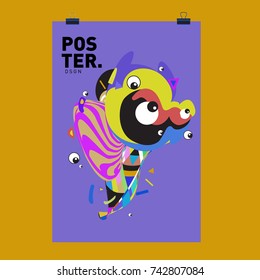 Abstract  Colorful Curvy Liquid Cover and Poster Design Template. Flat Line Shape and Pattern Layout Design Template.