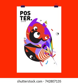 Abstract  Colorful Curvy Liquid Cover and Poster Design Template. Flat Line Shape and Pattern Layout Design Template.