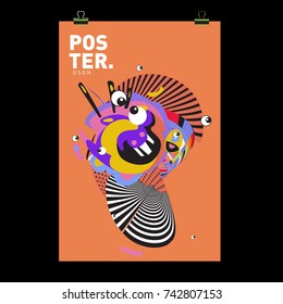 Abstract  Colorful Curvy Liquid Cover and Poster Design Template. Flat Line Shape and Pattern Layout Design Template.