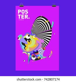 Abstract  Colorful Curvy Liquid Cover and Poster Design Template. Flat Line Shape and Pattern Layout Design Template.