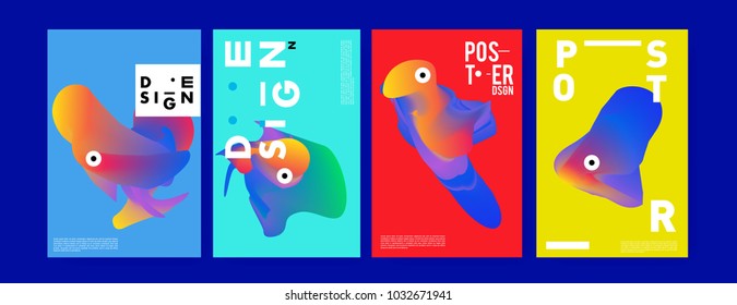 	
Abstract  Colorful curvy liquid covers and poster set. Bubble shapes layout design composition and template. 