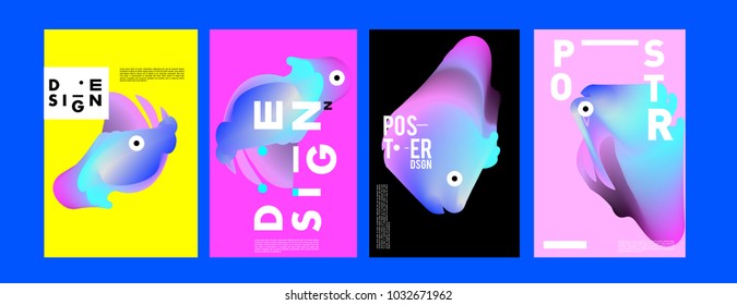 	
Abstract  Colorful curvy liquid covers and poster set. Bubble shapes layout design composition and template. 