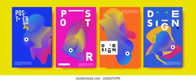 	
Abstract  Colorful curvy liquid covers and poster set. Bubble shapes layout design composition and template. 