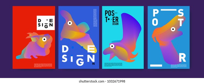 	
Abstract  Colorful curvy liquid covers and poster set. Bubble shapes layout design composition and template. 