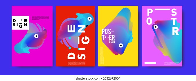	
Abstract  Colorful curvy liquid covers and poster set. Bubble shapes layout design composition and template. 