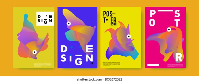 	
Abstract  Colorful curvy liquid covers and poster set. Bubble shapes layout design composition and template. 