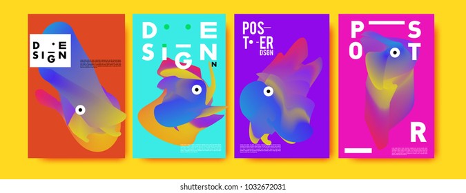 	
Abstract  Colorful curvy liquid covers and poster set. Bubble shapes layout design composition and template. 