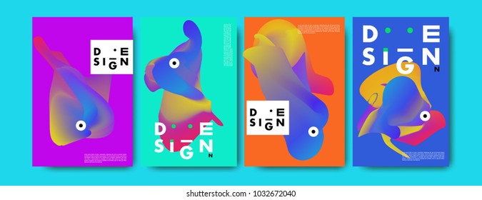	
Abstract  Colorful curvy liquid covers and poster set. Bubble shapes layout design composition and template. 