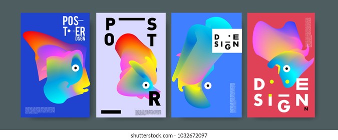 	
Abstract  Colorful curvy liquid covers and poster set. Bubble shapes layout design composition and template. 