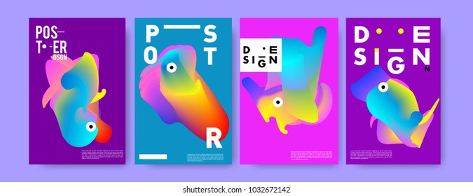 	
Abstract  Colorful curvy liquid covers and poster set. Bubble shapes layout design composition and template. 