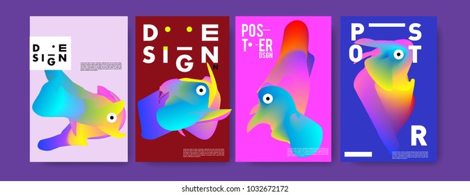 	
Abstract  Colorful curvy liquid covers and poster set. Bubble shapes layout design composition and template. 