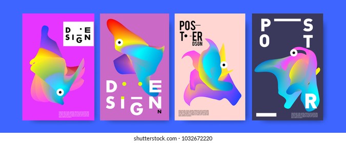 	
Abstract  Colorful curvy liquid covers and poster set. Bubble shapes layout design composition and template. 