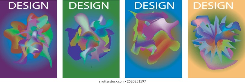 Abstract  Colorful curvy liquid covers and poster set. Bubble shapes layout design composition and template.  