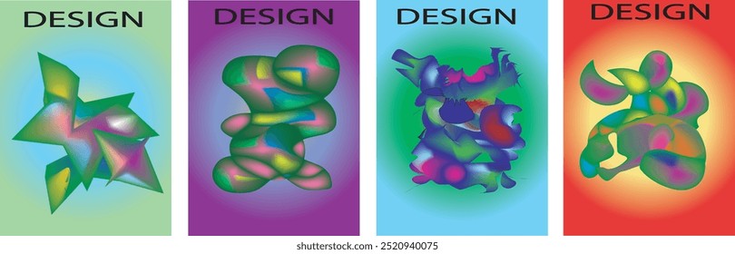 Abstract  Colorful curvy liquid covers and poster set. Bubble shapes layout design composition and template.  