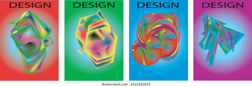 Abstract  Colorful curvy liquid covers and poster set. Bubble shapes layout design composition and template.  