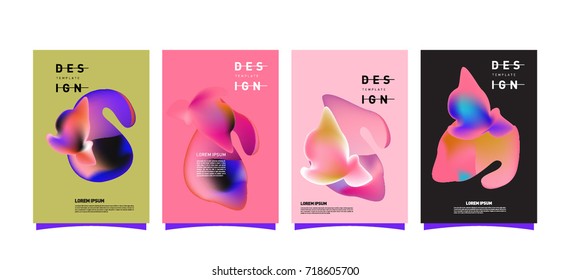 Abstract  Colorful curvy liquid covers and poster set. Bubble shapes layout design composition and template. 