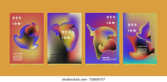 Abstract  Colorful curvy liquid covers and poster set. Bubble shapes layout design composition and template. 