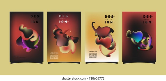 Abstract  Colorful curvy liquid covers and poster set. Bubble shapes layout design composition and template. 