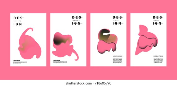 Abstract  Colorful curvy liquid covers and poster set. Bubble shapes layout design composition and template. 
