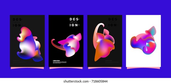 Abstract  Colorful curvy liquid covers and poster set. Bubble shapes layout design composition and template. 