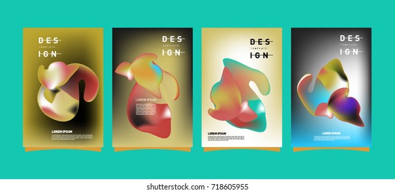 Abstract  Colorful curvy liquid covers and poster set. Bubble shapes layout design composition and template. 