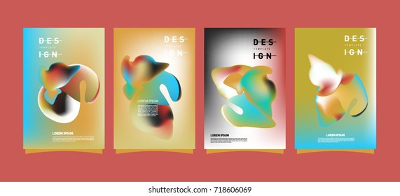 Abstract  Colorful curvy liquid covers and poster set. Bubble shapes layout design composition and template. 