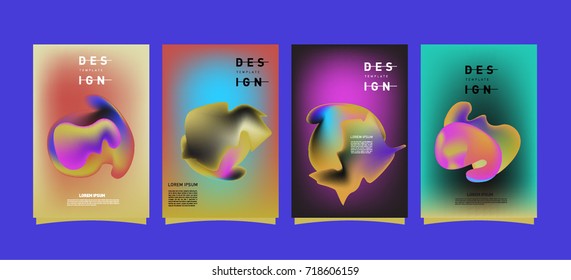 Abstract  Colorful curvy liquid covers and poster set. Bubble shapes layout design composition and template. 