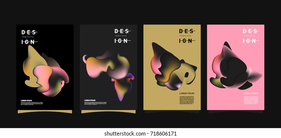 Abstract  Colorful curvy liquid covers and poster set. Bubble shapes layout design composition and template. 
