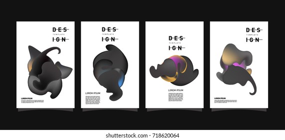 Abstract  Colorful curvy liquid covers and poster set. Bubble shapes layout design composition and template. 