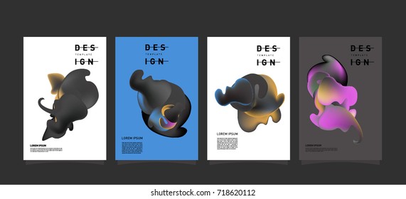Abstract  Colorful curvy liquid covers and poster set. Bubble shapes layout design composition and template. 