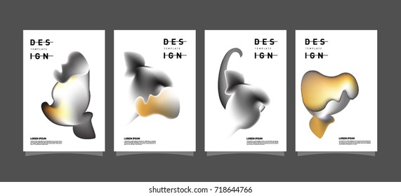 Abstract  Colorful curvy liquid covers and poster set. Bubble shapes layout design composition and template. 