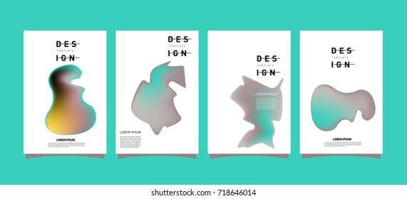 Abstract  Colorful curvy liquid covers and poster set. Bubble shapes layout design composition and template. 