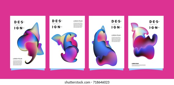 Abstract  Colorful curvy liquid covers and poster set. Bubble shapes layout design composition and template. 