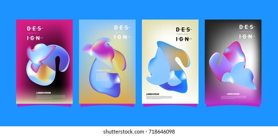 Abstract  Colorful curvy liquid covers and poster set. Bubble shapes layout design composition and template. 